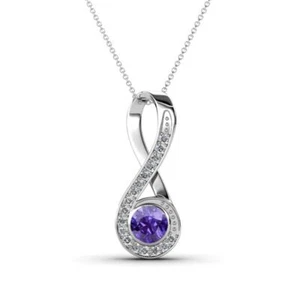 Iolite Diamond 1/2  ctw Women Infinity Pendant 14K Gold 16 " Chain JP:241551 - Picture 1 of 13