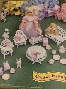 Annies Attic Afternoon Tea Party Miniature Barbie Doll Furniture Crochet Pattern