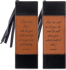 Mr. Pen- Christian Bookmarks, 2 Pack, Faux Leather Bookmark, Brown, Black - Picture 1 of 9