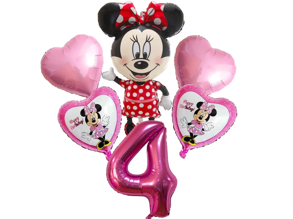 Minnie Mouse Balloons 4th Birthday Party Decorations Age 4 Pink Girls Kids - Image 1 of 1