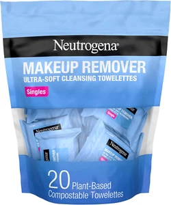 Neutrogena Makeup Remover Cleansing Towelette Singles, Daily Face Wipes 20 Count - Picture 1 of 8