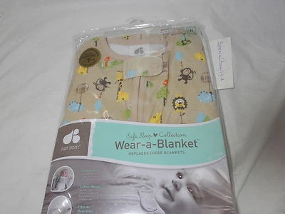 Manta de algodón recién nacido ~ hipopótamo mono león ~ 6-12 meses ~ mediana ~ bronceada Foto 1 de 4