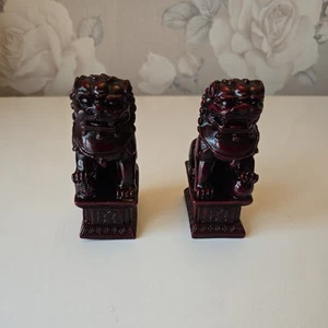 Pair Of Chinese Foo Dog Statues 4.5" - Picture 1 of 7