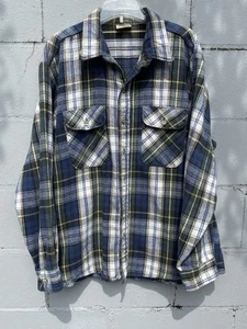Vtg Five Brother Made In USA Heavy Flannel Shirt XL Blue Green Plaid Workwear - Picture 1 of 4