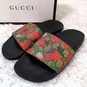GUCCI GG Logo Fresa Sandalias Mules Zapatos Planos Talla 38 Multicolor - Imagen 1 de 24