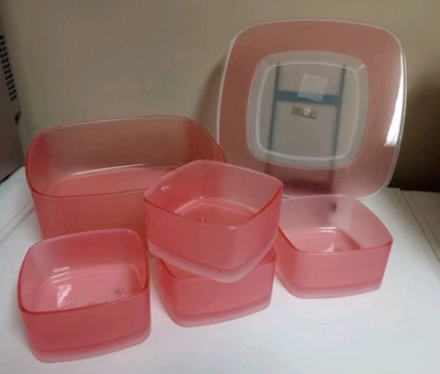 Vintage Acrylic/Lucite Serving Bowl W/4 Bowls & Plate  6 Pc. - Image 1 of 4