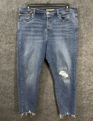 Levis Wedgie Skinny Jeans Womens 18W Blue Button Fly High Rise Denim Distressed - Image 1 of 4