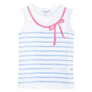 Simonetta Mini White Striped Sleeveless Tshirt 7 Yrs - Picture 1 of 10