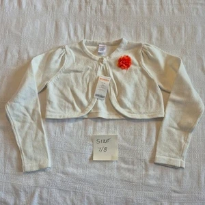 Gymboree girls size 7/8 or Medium shrug off white sweater with orange flower NWT - Picture 1 of 4