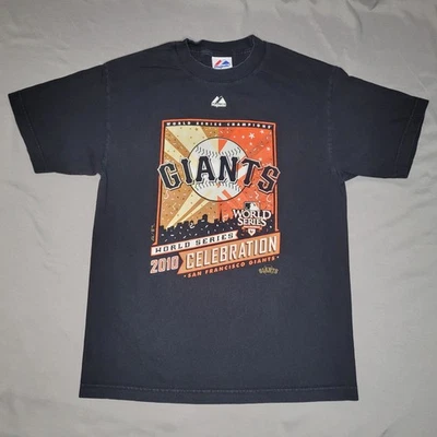 Camisa de los Gigantes de San Francisco Hombres Mediana MLB Béisbol Serie Mundial 2010 Celebración Foto 1 de 4