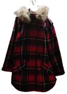 Women's XXL AMERICAN EAGLE OUTFITTERS Red Plaid Parka, Winter Coat, Faux Fur NWT - Picture 1 of 12