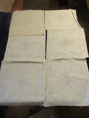 Wonder Art Stamped to Embroider 15" Linen Square Vintage 6pc Lot Poinsettia Zz11 - Image 1 of 4