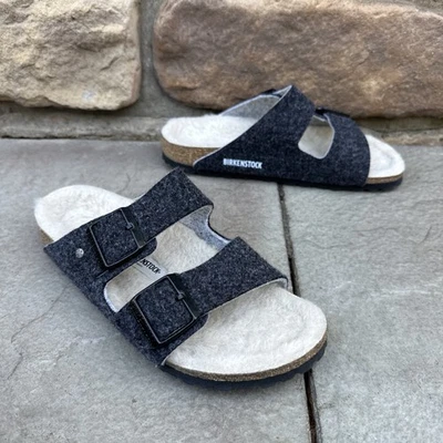 Sandalias Birkenstock Talla 38 Arizona Remache Doble Cara Gris Lana de Oveja W7 M5 Foto 1 de 4