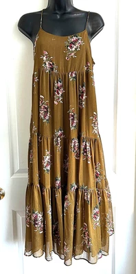 Madewell Boho Country Dark Floral Whimsigoth Fairy Babydoll Midi SZ 4P Sheer - Image 1 of 4