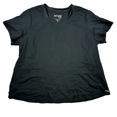 Womens Greys Anatomy Spandex Stretch 4 Pocket V Neck Black Scrub Top Size 3XL - Image 1 of 4