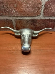 Vintage Hood Ornament Texas Bull Steer Longhorn Cow Emblem Hot Rod 9" Wide - Picture 1 of 8