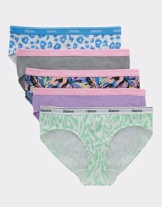 Hanes Girls Hipster 5-Pack Underwear Originals Comfort Flex Waist Solid & Prints - Picture 1 of 4