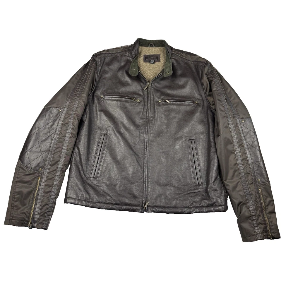 Abrigo Chaqueta Moto Cuero Nylon Aldo Hombres Talla Grande Mezcla Lana Forro Espiga Foto 1 de 4