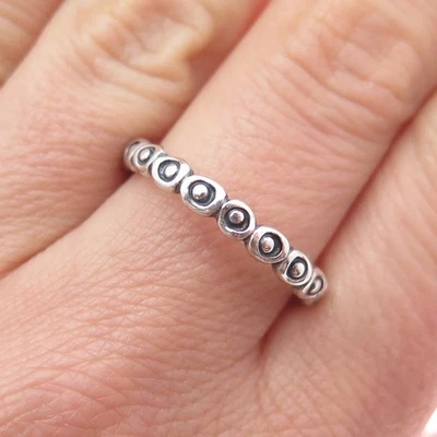 PANDORA 925 Sterling Silver Circle & Dot Stackable Celebration Band Ring Size 8 - Image 1 of 4