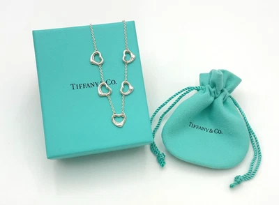 Auth Tiffany & Co. Elsa Peretti Five Open Heart Necklace SV925 6.1g W/B BA100221 - Image 1 of 4