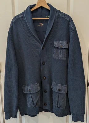 Orvis мужской XL Hawker саржи синий тяжелая вязка шаль воротник кардиган свитер grampa - Изображение 1 из 4