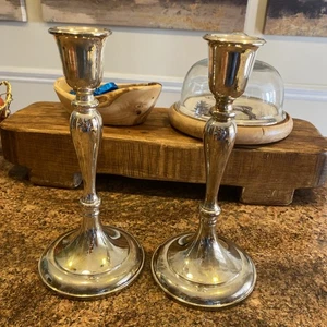 Gorham Silver Plated Candlestick Pair, 9” Tall, Heavy, Excellent Condition  - Picture 1 of 5