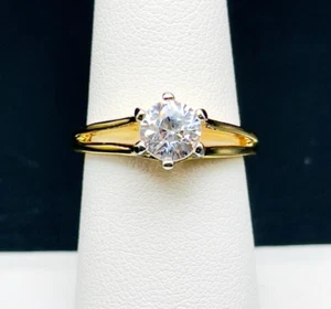 Anillo de compromiso Ana BeKoach conjunto de puntas circonita cúbica chapado en oro 18K HGE talla 7 nuevo con etiquetas - Imagen 1 de 5