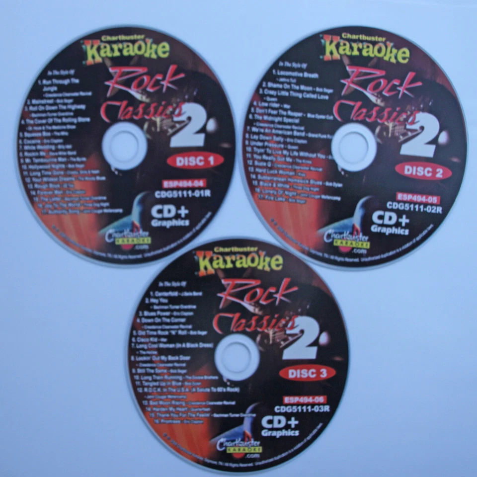 CLASSIC ROCK Chartbuster Vol-5111 KARAOKE 3 CD+G 50 SONGS new in WHITE SLEEVES - Image 1 of 1
