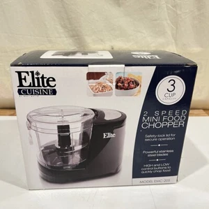 New - ELITE CUISINE 3 Cup Capacity 2 Speed MINI FOOD CHOPPER EMC-205 Black - Picture 1 of 6