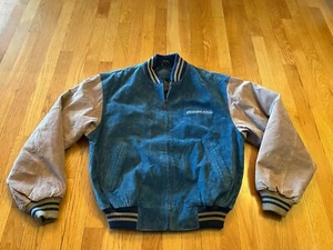 Vintage Suede Leather Bomber Varsity Jacket Mens Small Dunbrooke Briscoe Hall - Picture 1 of 11