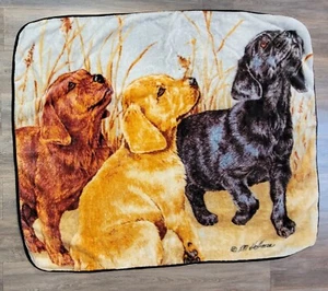 The Northwest Company Retriever Puppies Dogs Throw Blanket 45”x 55” KM Hoffman - Picture 1 of 10
