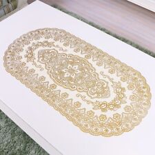 Non Slip Embroidered Table Runner Large Size (60x120cm) Gold Floral Design