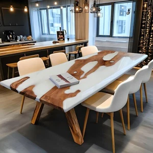 Custom Olive Luxury Epoxy Resin Dining Table – A Perfect Fusion of Nature and El - Picture 1 of 13