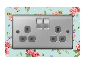 Interruptor de luz doble / Socket Surround Acrylic Finger Plate Shabby Chic Dsr11 - Imagen 1 de 1