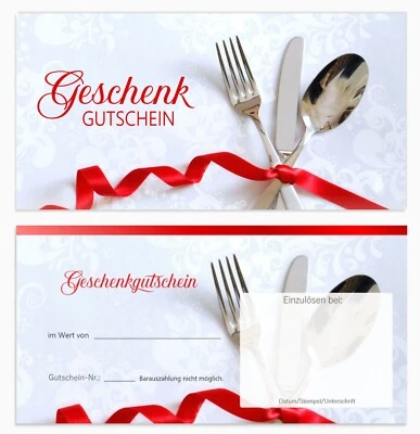 MARKENLOS Geschenkgutscheine für Gastronomie Restaurant Hotel Essen Umschläge Weihnachten