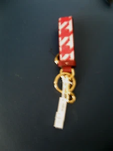 Coach Leather PVC Loop Bag Charm/Key Ring Houndstooth Print Pink/Red CK069 NWT - Picture 1 of 8