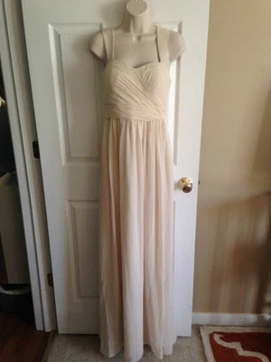 NUEVO CON ETIQUETAS ($240) Vestido Largo Formal Donna Morgan Candlelight Marfil Gasa, Talla 4 Foto 1 de 4