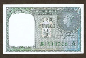 INDIA 1 RUPEE 1940 ~ P-25d ~ LARGE LETTER A ~ SUPERB GEM CRISP UNCIRCULATED - Picture 1 of 2