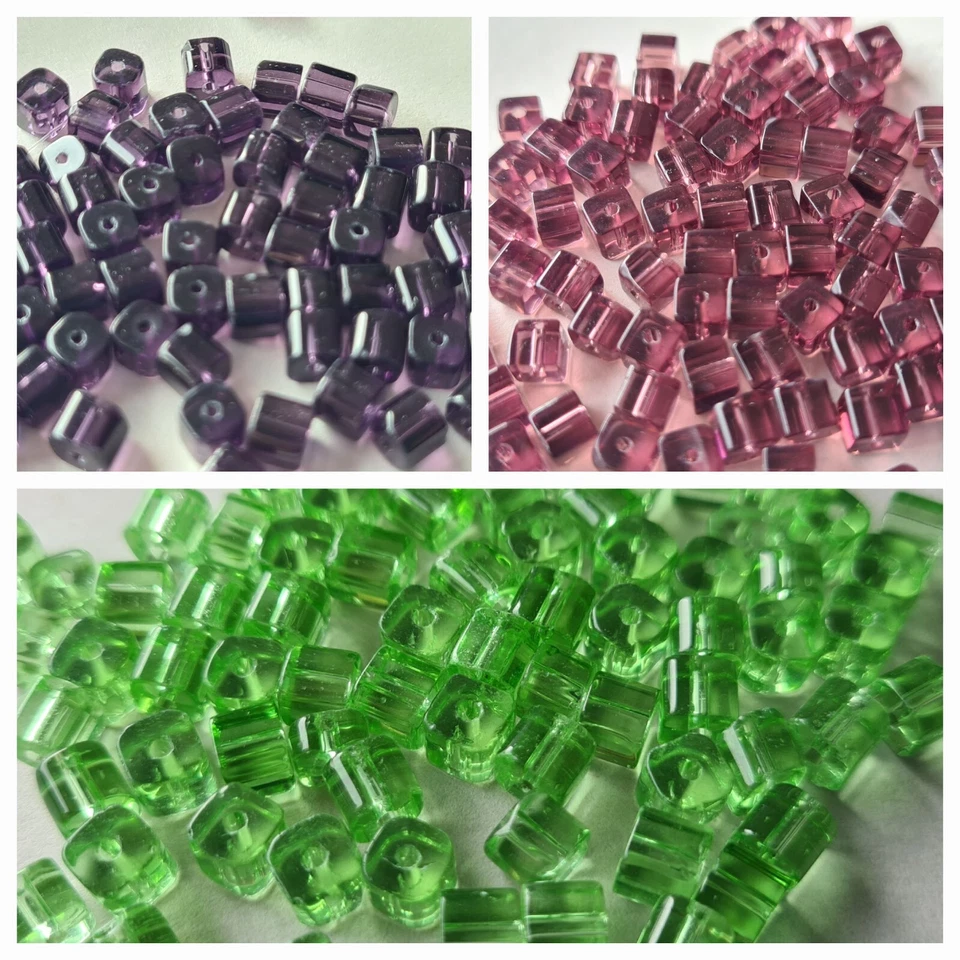 Glasperlen Würfel Kristall transparent, 75 Stück, 5mm Farbwahl 2527 - Bild 1 von 1