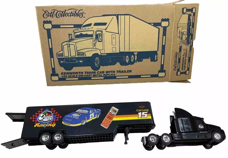 Ertl Kenworth T600B cabina + remolque T723 fundido a presión 15 Carl Long Austin Racing 1997 Foto 1 de 4