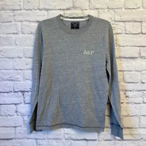 Abercrombie & Fitch Langarm-T-Shirt Rundhalsausschnitt A&F Logo grau Small - Bild 1 von 8