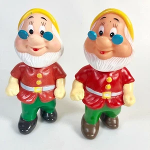 Vintage Squeaker Toy Doc Snow White Seven Dwarfs Squeaky Vinyl Disney 2 Piece - Picture 1 of 12