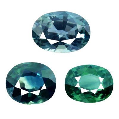 Trio 2.78ct Unheated Natural Green Blue Multi Color Sapphire Mined at Madagascar - Image 1 of 4