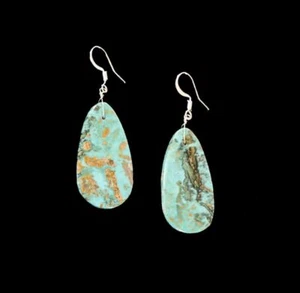 Chibi Natural-Cut LargeTurquoise Drop Earrings - Picture 1 of 2