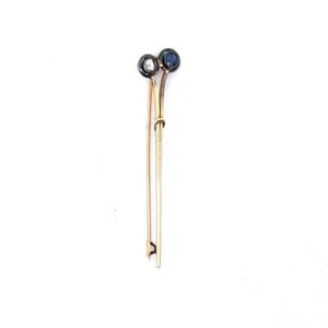 Antique $65014K Yellow Gold Natural Sapphire Rose Cut Diamond Pin - Picture 1 of 3
