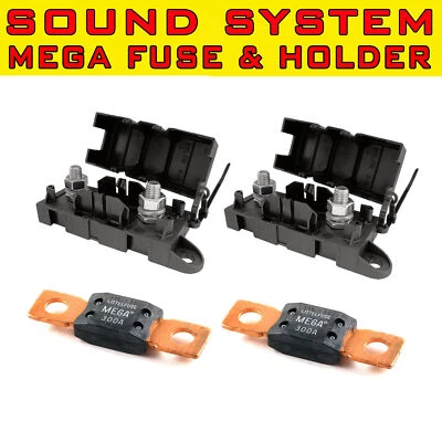 2PCS MEGA FUSE 300AMP + 2 HOLDERS FOR DUAL BATTERY INVERTORS SOUND SYSTEM AU - Image 1 of 3