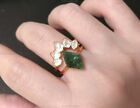 Gift For Her 14K Yellow Gold Natural Emerald Diamond Boho Vintage Wedding Ring