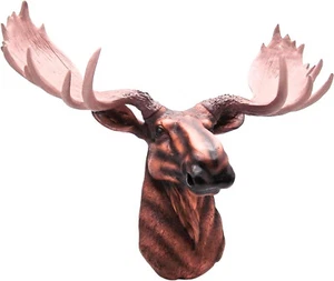 13" Brown Faux Moose Head Wall Mount Decor, Indoor Lodge Accesory and Decor - Picture 1 of 4