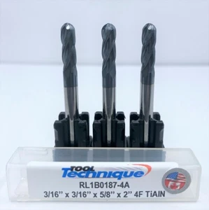 Gruppe von 3-3/16" Hartmetall Schaftfräser 4 Flöte Kugelnase Regular TiAlN (CA1-I) - Bild 1 von 5