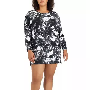 Plus Size Long Sleeve Printed Sleepshirt White Dynamic Tiedye Size 3X - Picture 1 of 1